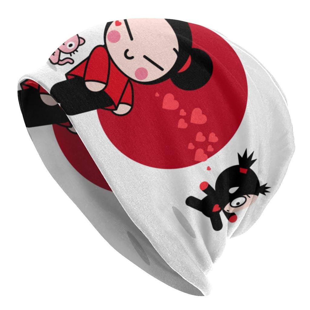 Женская шапка-бини с напуском в стиле аниме Pucca, унисекс, с персонажами мультфильмов, модные вязаные шапочки Skullies, шапка для зимних лыж