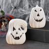 Large LED Lighted Pumpkin Statue Halloween Curved Pumpkin Lamp Autumn Farmhouse Tabletop Centerpiece for Home Porch Room Mantel Decor