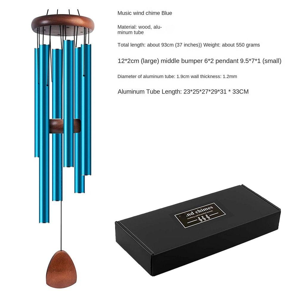 New Aluminum Metal Tubes Windchime 37 Inch Zen Atmosphere Aluminum Wind Chimes 6 Rods Large Wind Bell Garden