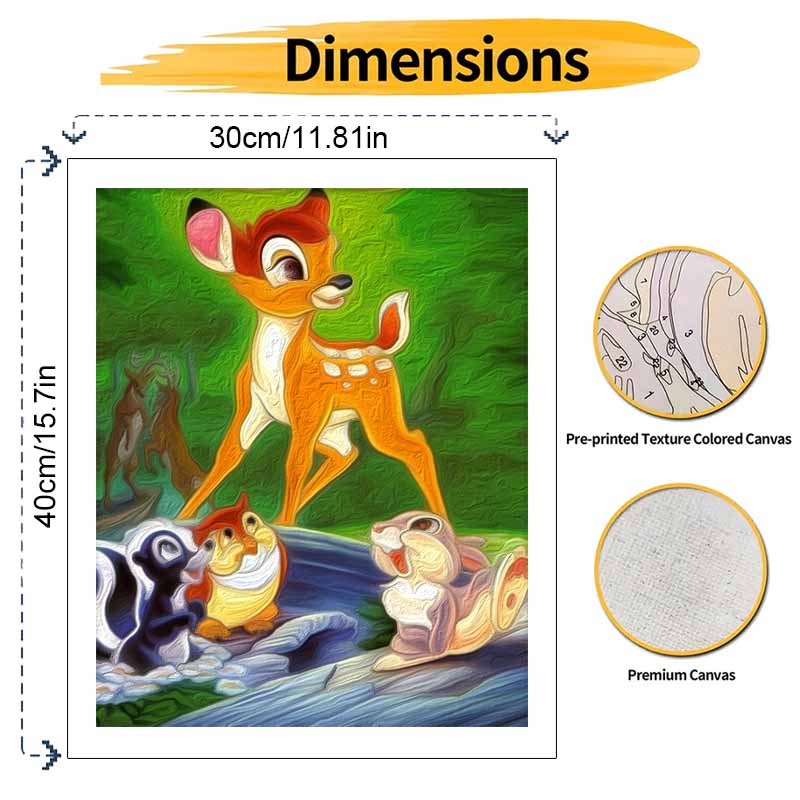 Disney Бэмби DIY Картина маслом Набор для рисования Арт-рисование Декор для стен дома Подарок ручной работы для фанатов мультфильмов Настенное искусство для комнаты Холст Поделка Рисование