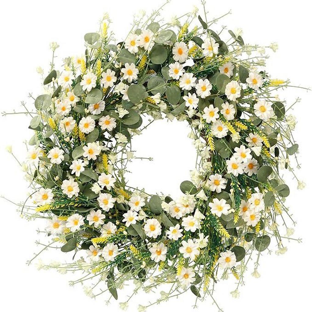 ABS Colorful Wildflower Spring Summer Door Wreath 40cm Drieds Flower Plastic Artificial Wreath Party