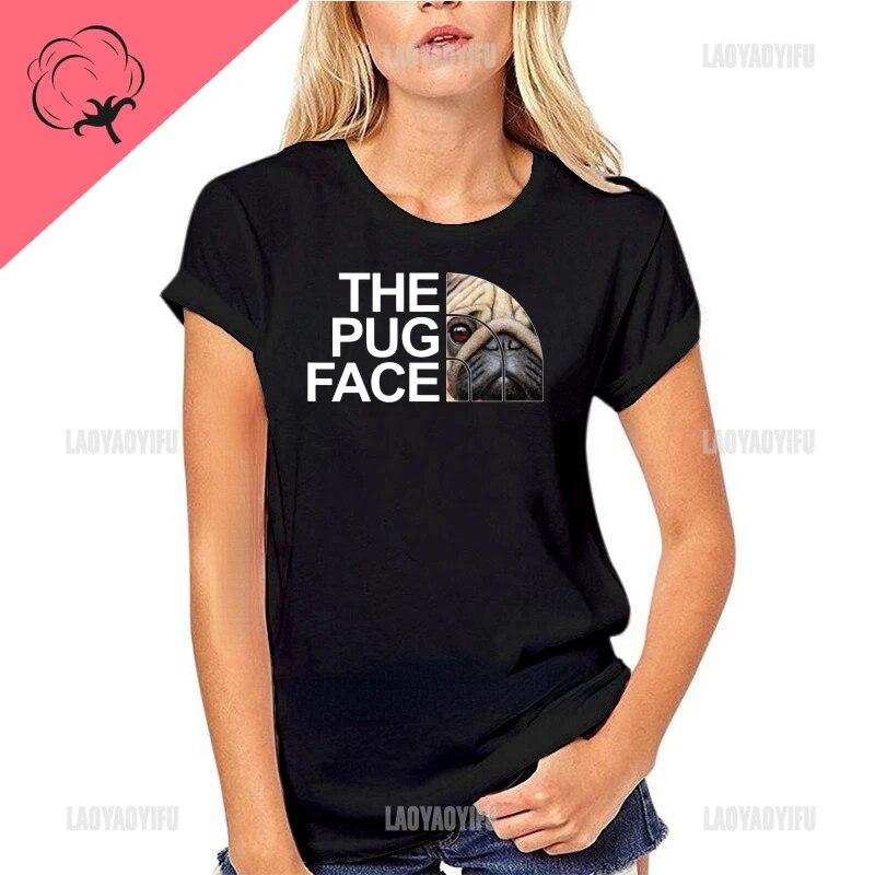 Забавная футболка с принтом лица мопса и собаки, топы, одежда Y2k, футболки с графикой, женская одежда унисекс, хлопковая футболка с короткими рукавами и круглым вырезом