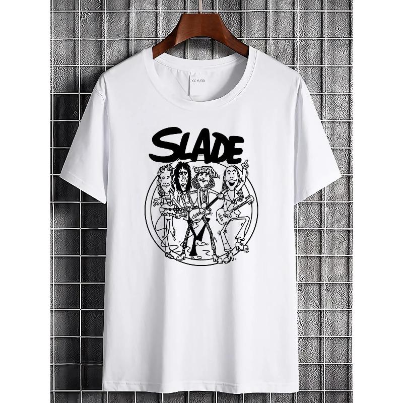 Slade Rock Band unisex T-Shirt | Short Sleeve, Casual Graphic, Comfortable Stretched, Versatile, Breathable, Stylish, Soft, Slightly Fashionable