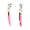 [R3311] - Серебристые серьги "Шайенны" серебристо-розовые - 20х3 мм