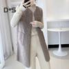 Women Vest Stylish Casual Sleeveless Coat V Neck Button Closure Lady Jacket with Pocket for Daily Wear