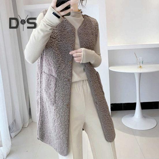 Women Vest Stylish Casual Sleeveless Coat V Neck Button Closure Lady Jacket with Pocket for Daily Wear