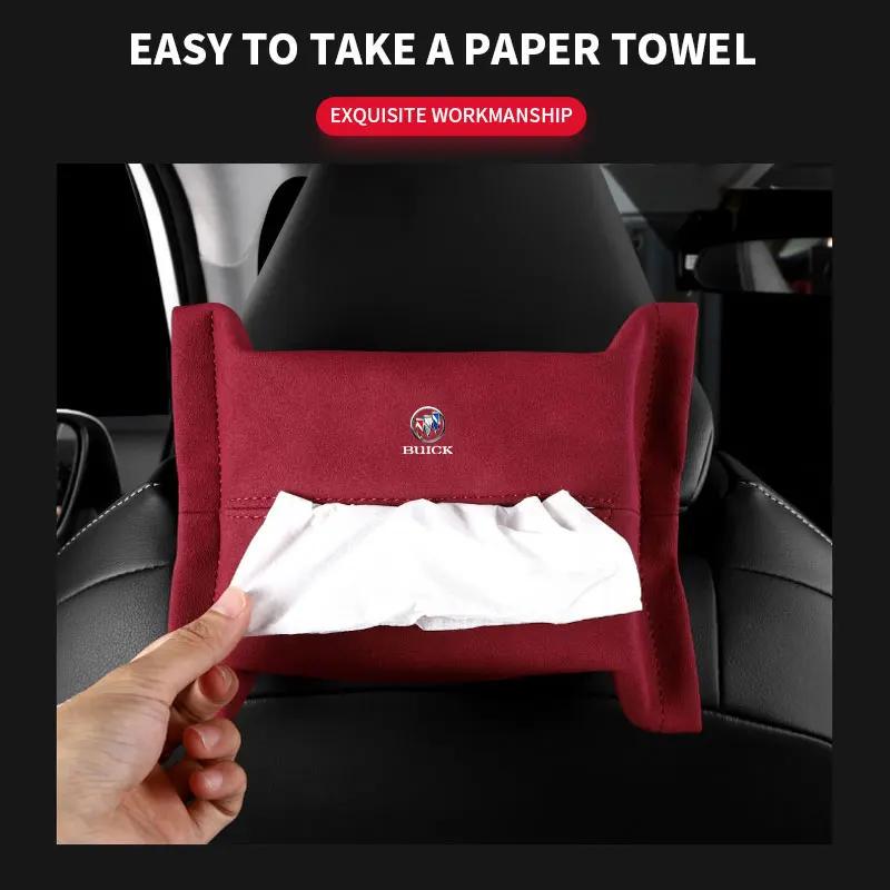 Car Logo Tissue Bag Paper Towel Storage Box For Buick Century Excelle XT Envision Excelle GT Verano Regal LaCrosse Encore royaum