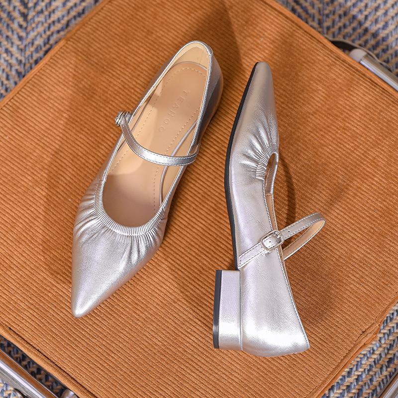 Pointed High Heels French Soft Sole Shoes Versatile Light Women's Shoes One-strap Shallow Mouth Mary Jane Shoes