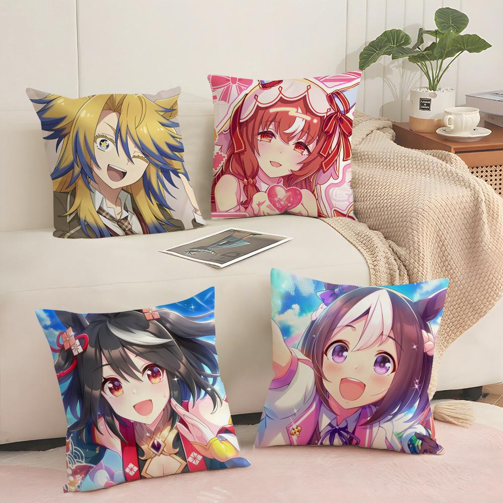 U-Umamusume Cushion Cover Soft Short Plush Pillow Cover Smooth Cozy Texture Aesthetic Cushion Case Home Decor