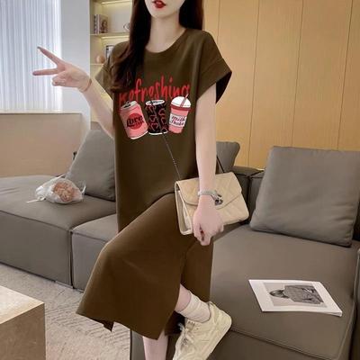 Женская мода Лето Весна Короткие рукава с круглым вырезом Свободная талия Повседневные платья