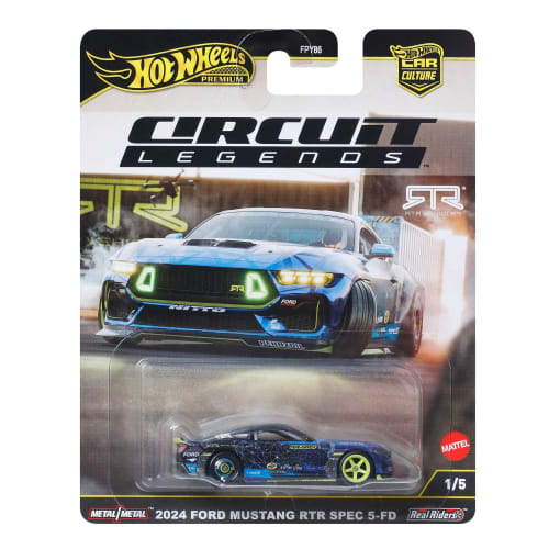 Hot Wheels Car Culture Circuit Legends 2024 Ford Mustang RTR Spec 5-FD Vehicle Toy Diecast Model Car for Ages 3 and Up, Blue, JBK48