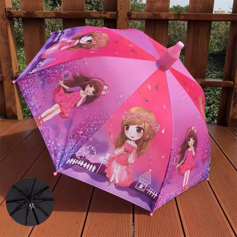 Aisha Children's Umbrella Automatic Boys and Girls Large Kindergarten Cute Princess Primary School Baby Straight Handle Sunny Umbrella