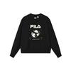 Loose Fit Letter Logo Earth Print Crew Neck Casual Knit Pullover Sweatshirt Women Sweatshirt Black F11W239203F-BK