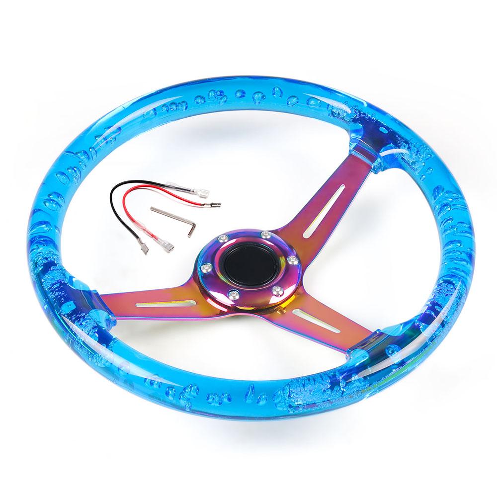 14inch 350MM Acrylic Steering Wheel & Horn Button 6 Holes Neo Chrome Steering Wheel Depth 71MM BX102089