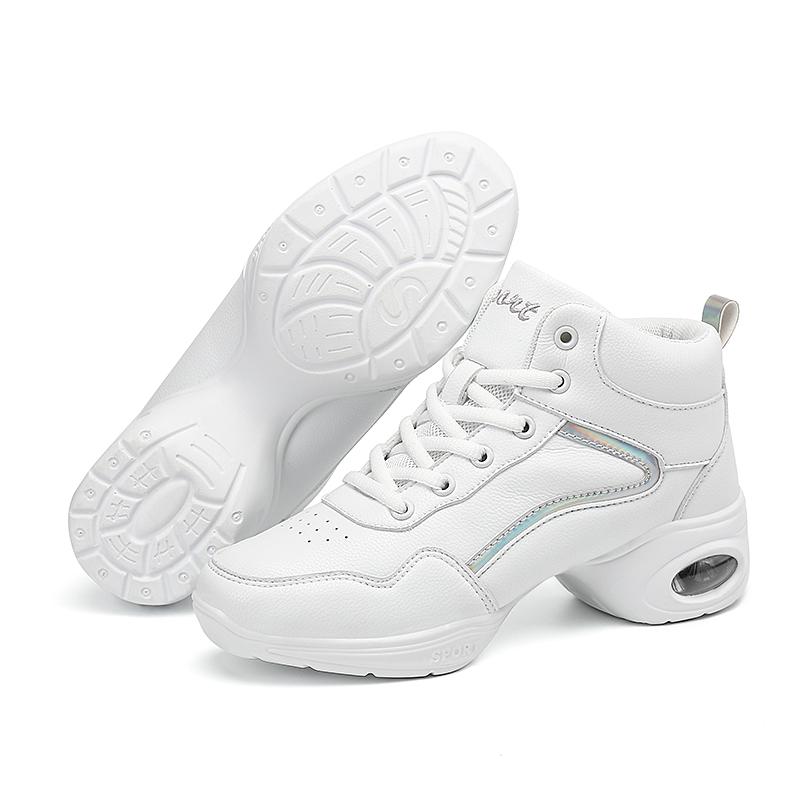 Женская кожаная танцевальная обувь на мягкой подошве, средняя верхняя танцевальная обувь для практики, танцевальная обувь для джаза, танцевальные кроссовки