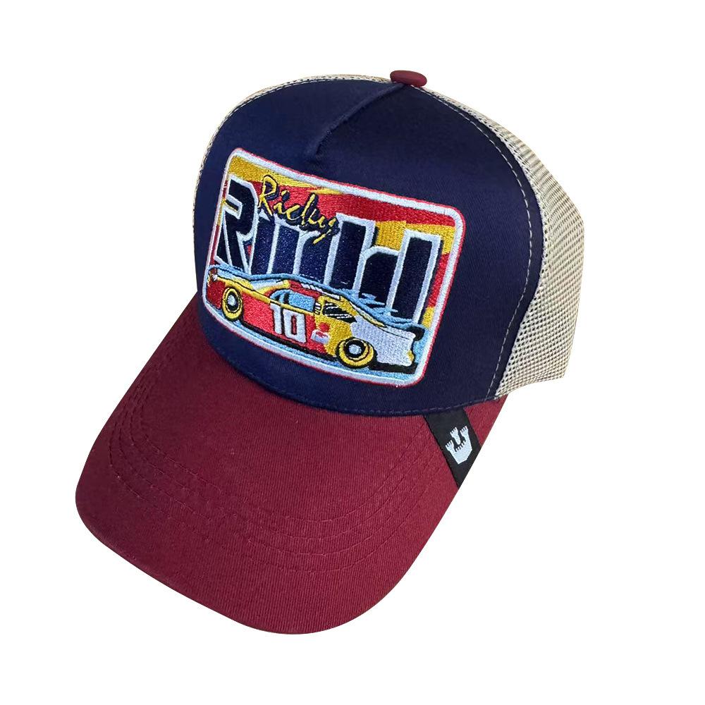 Baseball cap letter landscape racing pattern sun hat wide brim American truck driver peaked cap sun protection and breathable