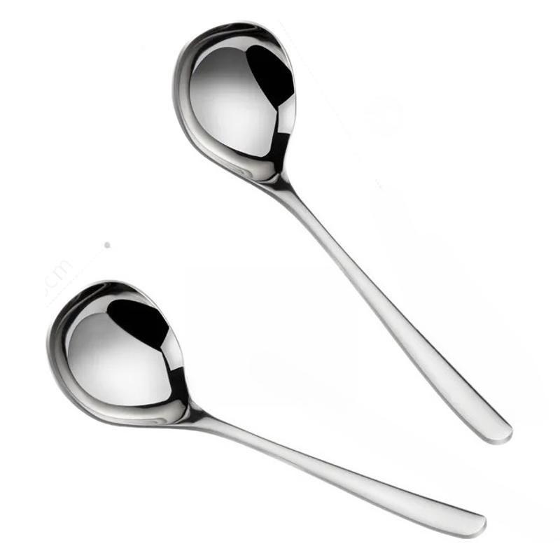 1PCS Stainless Steel Soup Spoon Ergonomic Handle Deep Bowl Design Kitchen Utensil for Home Cooking