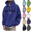 Men's Solid Color Letter Printed Loose Drop Shoulder Sleeves Hoodies Men's Casual Sports Hoodies