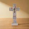 Elegant Christian Cross Statue Handmade Funny Cross Prayer Sculpture Resin Craft Cross Desktop Ornament Tombstone Memorial
