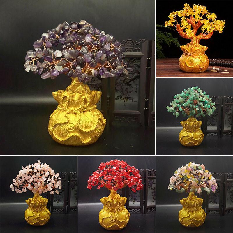 Элегантное Денежное Дерево Фэн-шуй с Желтым Цитрином и Кристаллом Аметиста