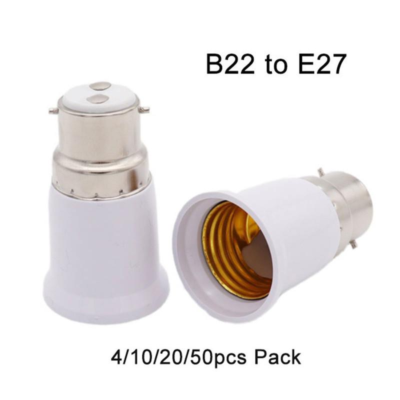 4/10/20/50pcs B22 to E27 Bulb Adapters Bayonet Lamp Base to Screw E26 E27 Bulb Holder Converter Two-Pin Socket to Edison Base