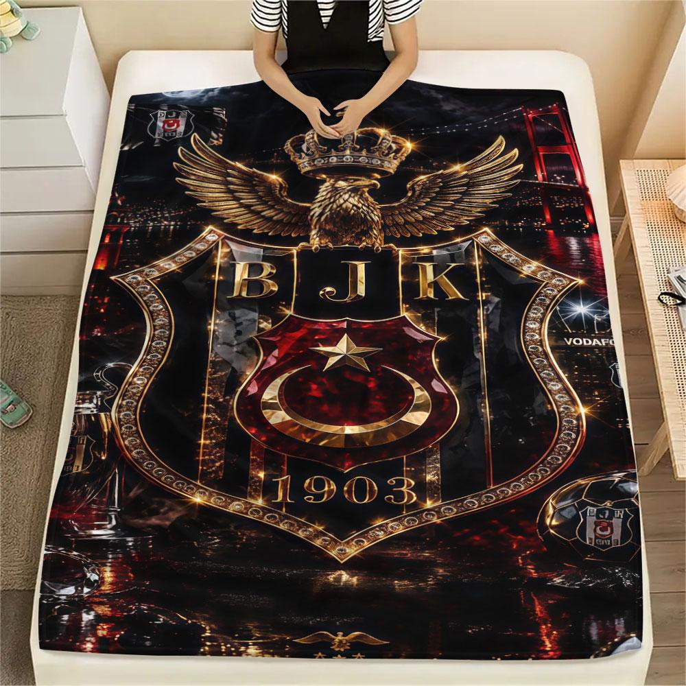 1PC Besiktas Gymnastics Club Patterned Flannel Blanket Suitable For All Seasons for Home Decor Warmth and Comfort Gifts Holiday Present