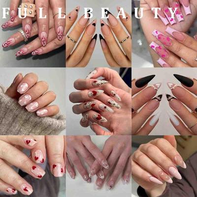 1 коробка розовые красные сердечки съемные накладные ногти балерины носимые накладные ногти типсы маникюрный инструмент накладные ногти