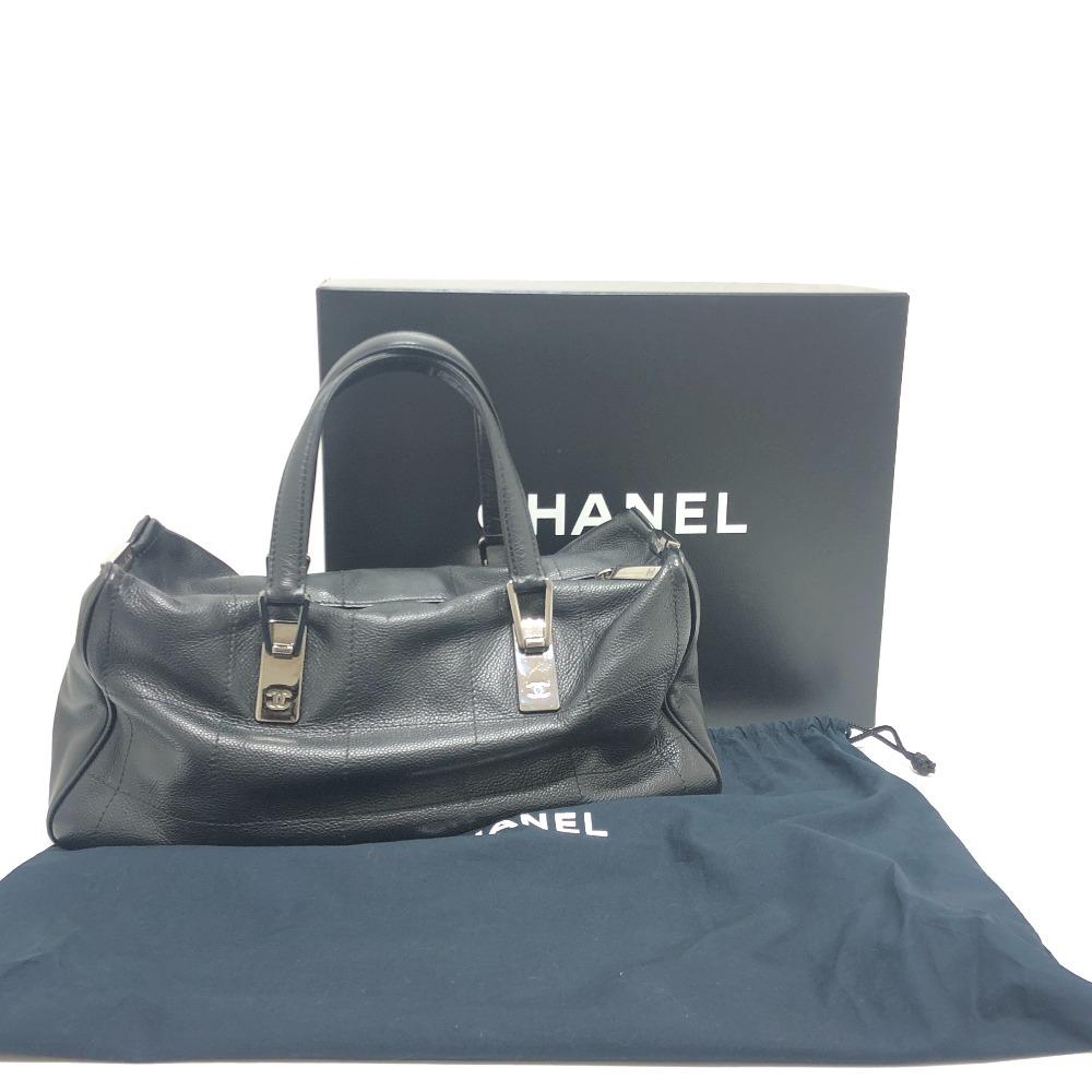 CHANEL Chocolate bar Handbag Soft Caviar Leather Black/SilverHardware