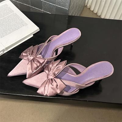 Eilyken, весенние женские ажурные тапочки с большим узлом-бабочкой, сандалии, туфли-лодочки на высоком каблуке с острым носком, женские туфли-лодочки для стриптиза