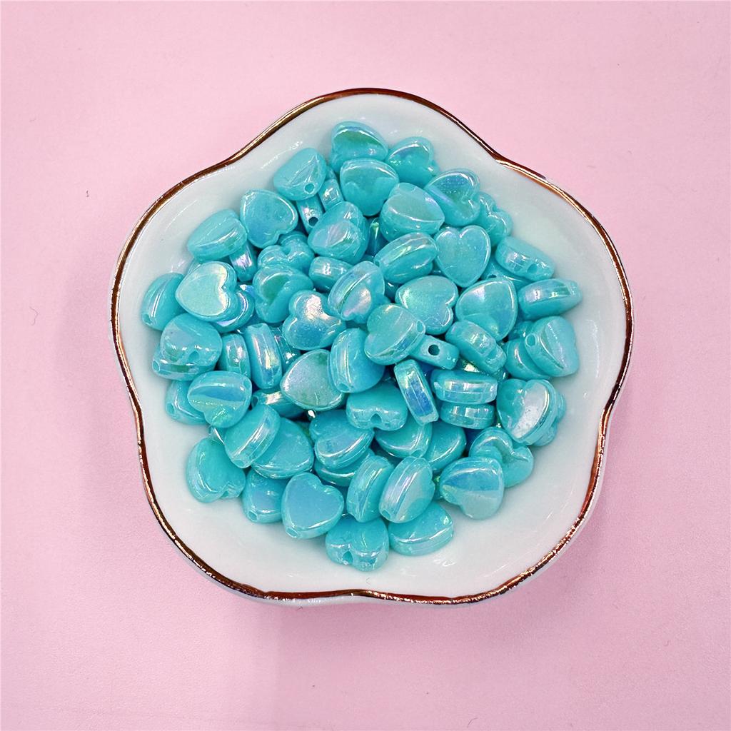 Heart Acrylic Beads Jewelry Making 8.5*9mm Loose Beads Necklace Bracelet Pendant 50Pcs AB Color DIY For