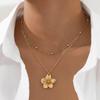Vintage Gold Flower Pendant Necklace - Retro Chain Design for Women