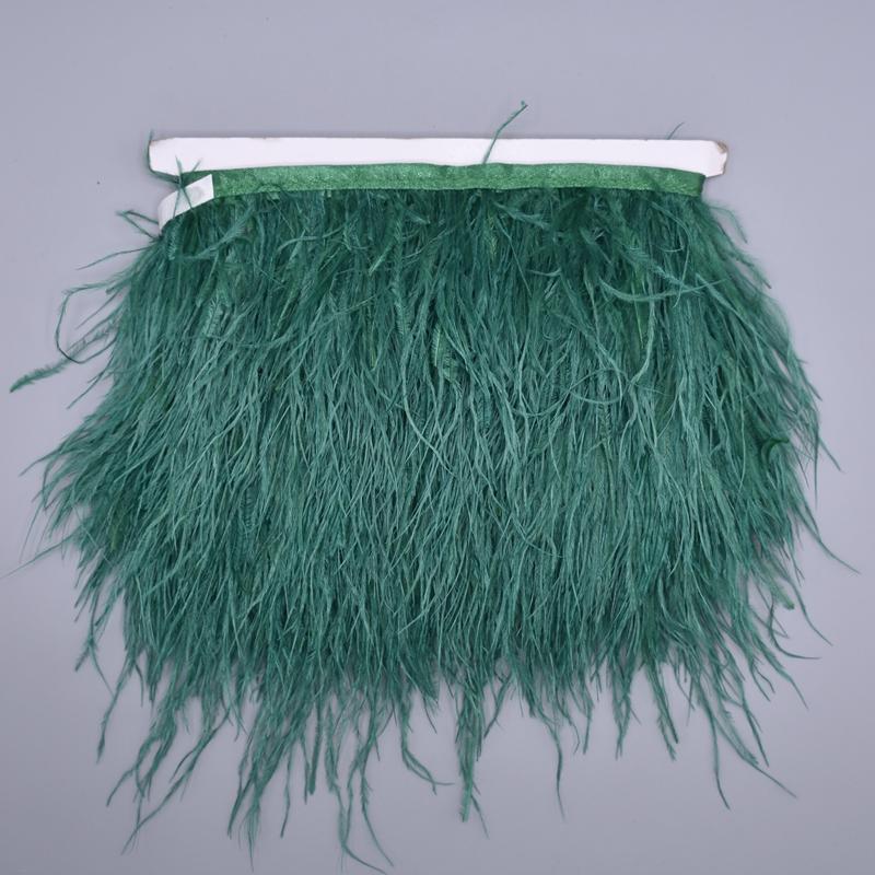 10Meters Colored Ostrich Feathers On Ribbon Trim 8-10Cm Skirt Fringe On Tape Ostrich Feather Trims Sewing Trimmings Decoration