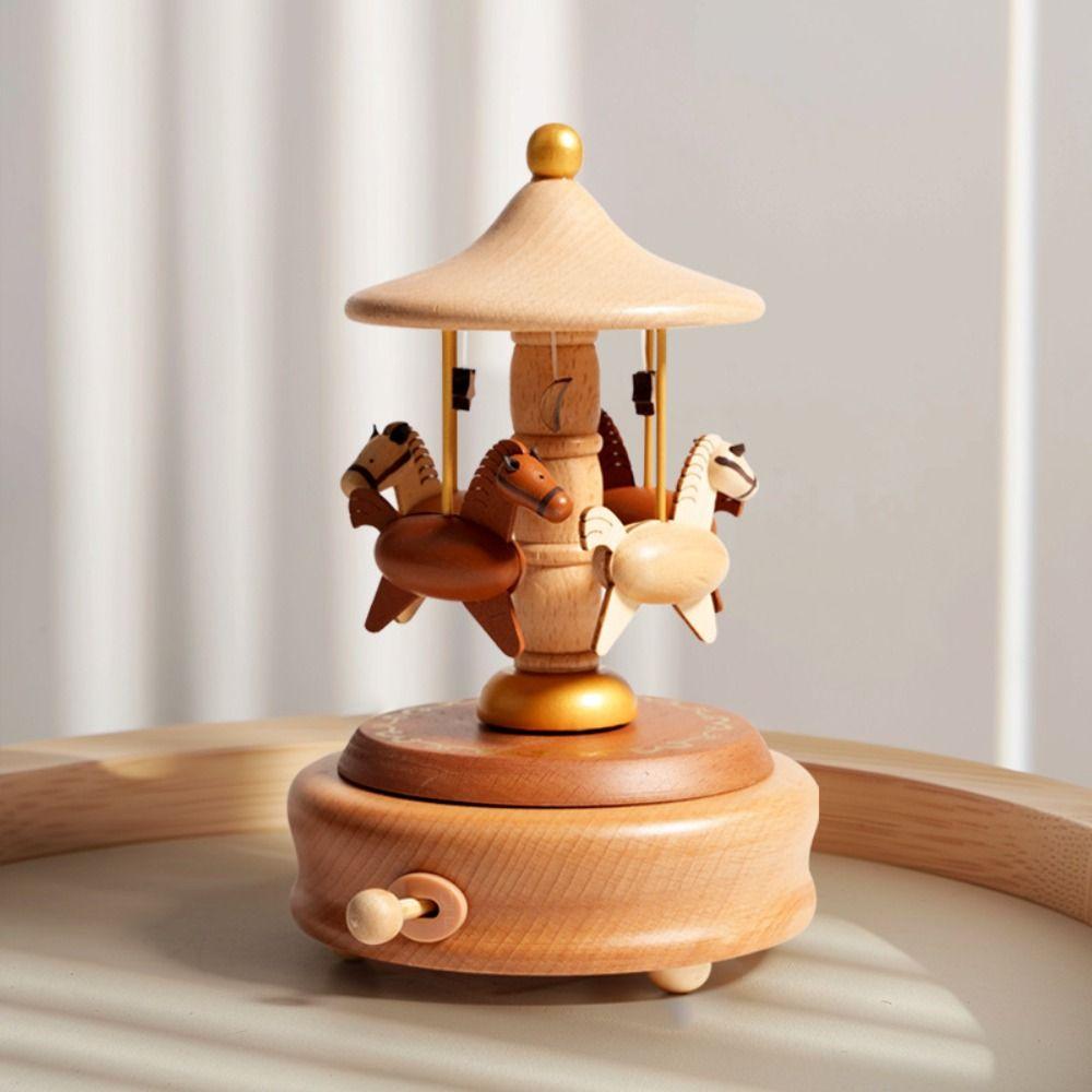 Ballet Dancing Girl Wooden Carousel Music Box Musical Jewelry Box  Children's Toys