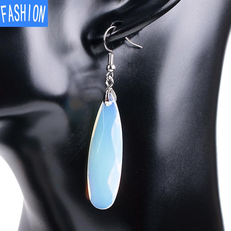 Серьги с натуральными кристаллами, серьги с каплями воды, женские геометрические висячие серьги