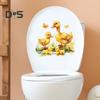 Наклейка на унитаз с желтой уткой, съемная самоклеящаяся водонепроницаемая наклейка из ПВХ для гостиной, ванной комнаты, настенная художественная наклейка для унитаза с изображением животных
