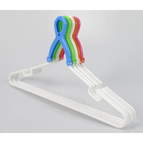 Sawafuji Cheerful Laundry Tobanaikun Wide Laundry Hanger, Blue, 455mm Wide, Set of 5, Anti-Fly Grip, Large Size, Catch, Collar Fit, Easy Drying of Arm