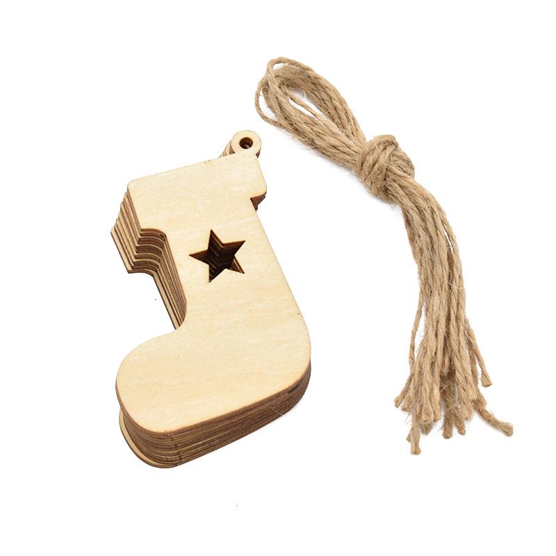 10Pcs Christmas Wooden Round Baubles Tags Christmas Tree Hanging Balls Decoration Kids DIY Craft Ornaments Navidad New Year 2024