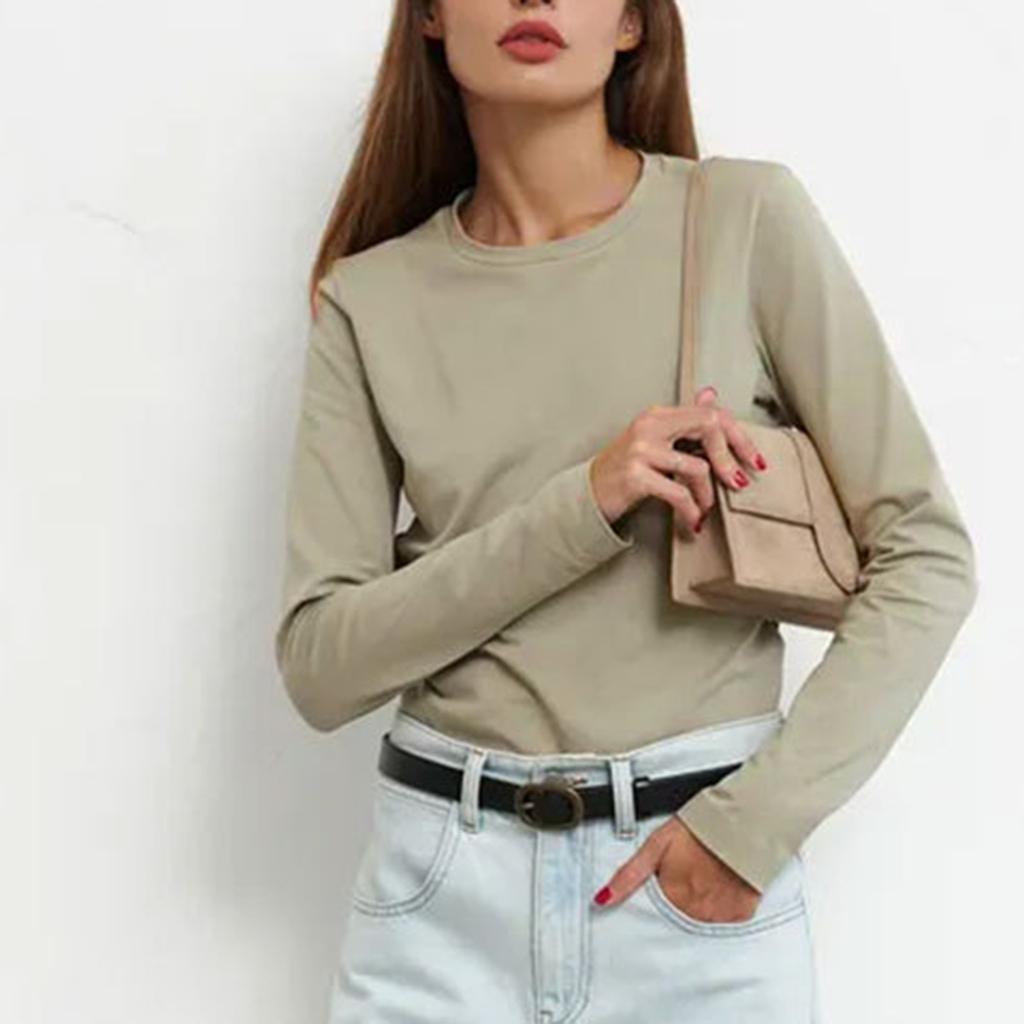 Женские футболки с длинными рукавами, весенняя новинка, женская мода, для отдыха, универсальный свитер для поездок на работу, футболка с круглым вырезом