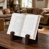 Wooden Book Stand for Reading, Adjustable Tablet Cookbook Holder, Foldable Desktop Display Rack for Music Records Art Print