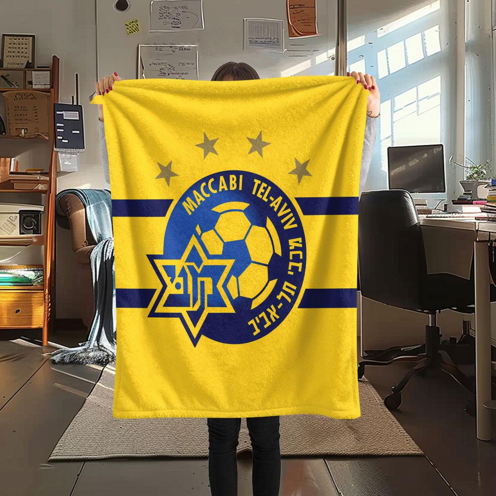 1PC Maccabi Tel Aviv F.C Patterned Flannel Blanket Suitable For All Seasons for Home Decor Warmth and Comfort Gifts Holiday Present