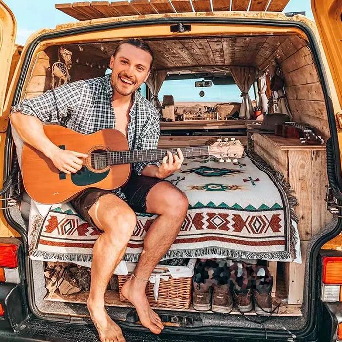 WTEMPO Various Sizes Bohemian Style Blankets Camping Table Cloth Ethnic Style Blanket Sofa Blanket Advanced Tent Cold-proof Blanket