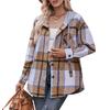 Autumn and Winter Ladies Shirt Long-sleeved Blouse Hooded Jacket Casual Medium-length Plaid Shirt
