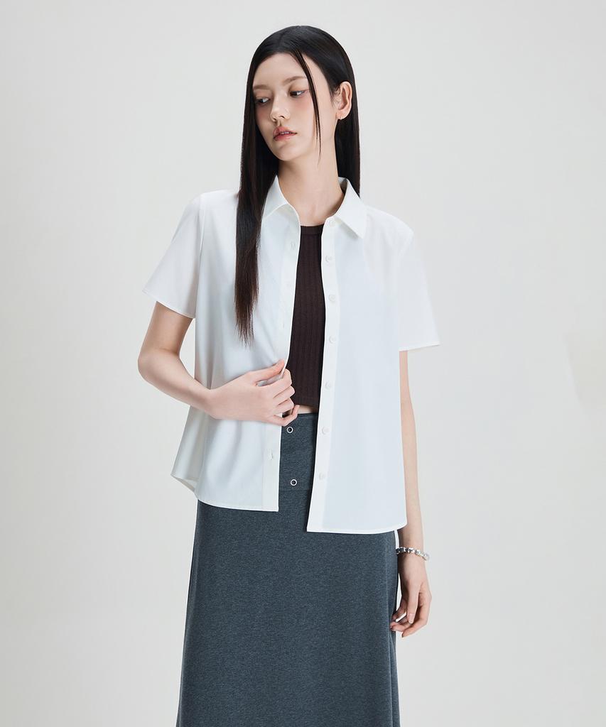 MIXXO Wrinkle-Free Short-Sleeve Blouse