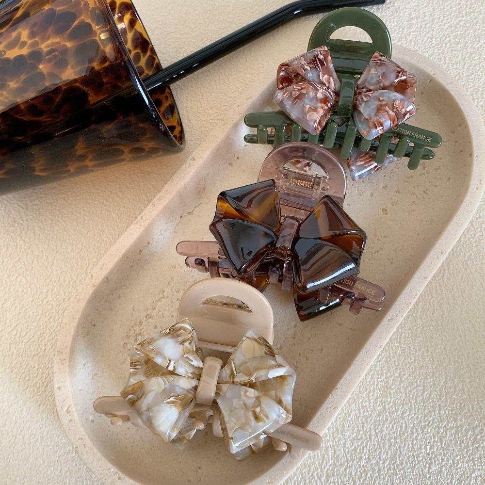 Hair Clip Retro Bow Acetate Hair Claw Hairpin Shark Clip Cute Solid Color Shark Clip Travel