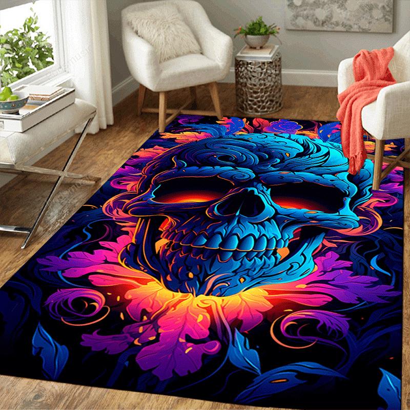 1pc Horror Skull Design Area Rug - Soft, Anti-Slip, and Durable Gaming Room Decor for Bedroom