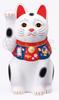 Yakushi Kiln Lucky Maneki Neko Auspicious Charm Figurine Interior Decor (Large, White) [7868]