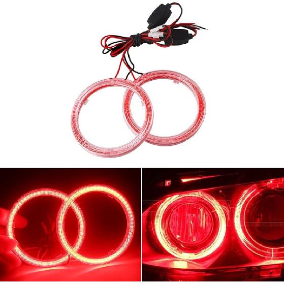 2 Pcs White 80MM Car Angel Eyes Halo Rings COB Light Circle Ring LED Fog Light Bulbs DRL Lamp with Plastic Cover 12V 24V
