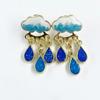 New Korean Cute Cloud Blue Rain Lightning Drop Dangle Earrings for Women Sweet White Charming Fun Jewelry Cloud Simple JewelryGood product