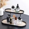 Perfume Double Layer Oval Metal Showcase Storage Rack Versatile Organizer for Cosmetics Jewelry Keys Living Room Bathroom