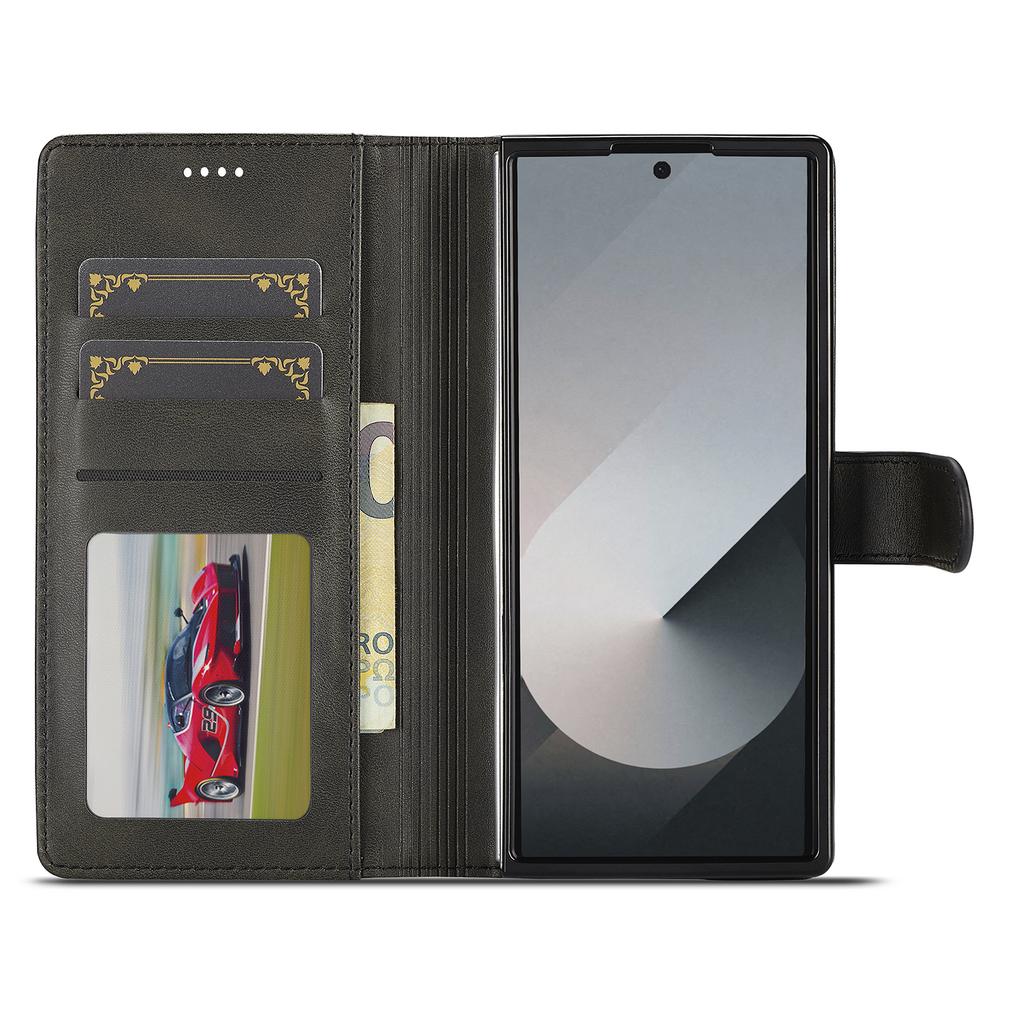 LC.IMEEKE Для Samsung Galaxy Z Fold7 5G Чехол Текстура теленка PU кожа Подставка Кошелек Чехол для телефона